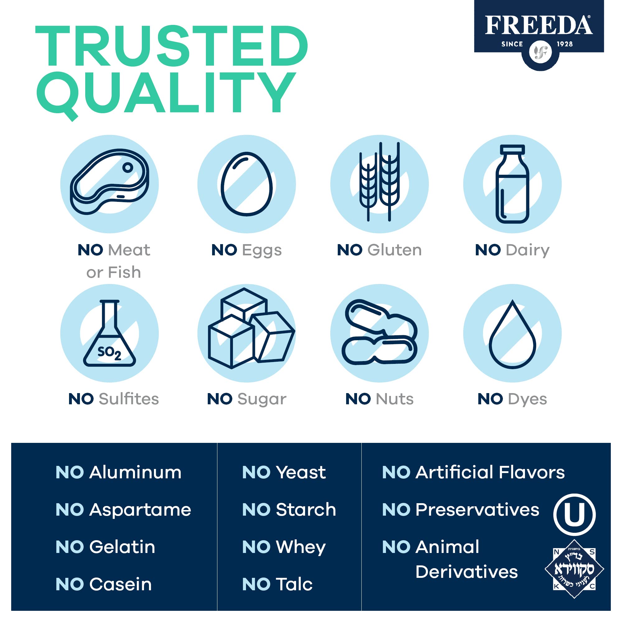 FREEDA Calcium Citrate Kosher certification visible on packaging for vegan use.