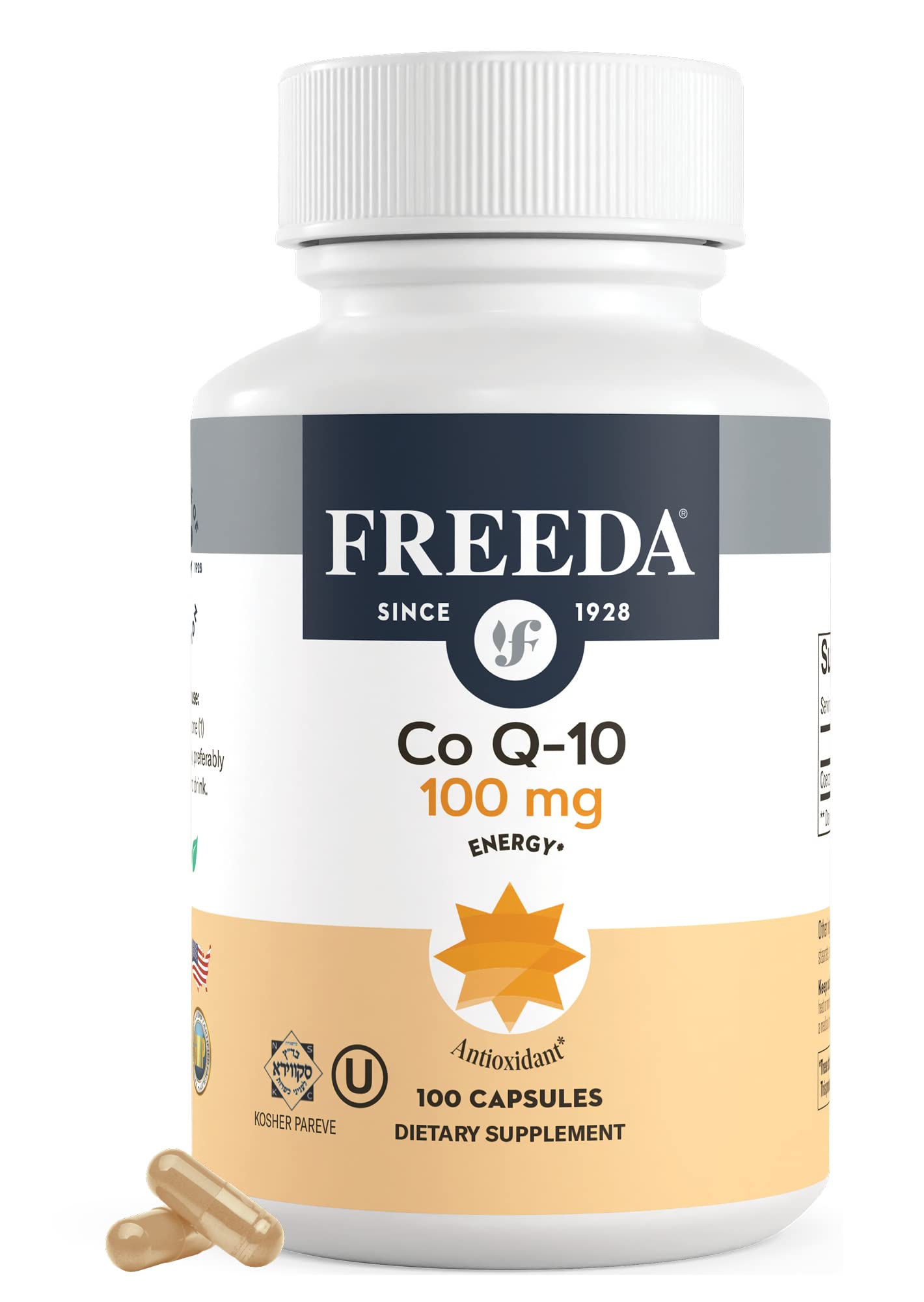FREEDA CoQ10 100mg bottle ready for daily cardio support