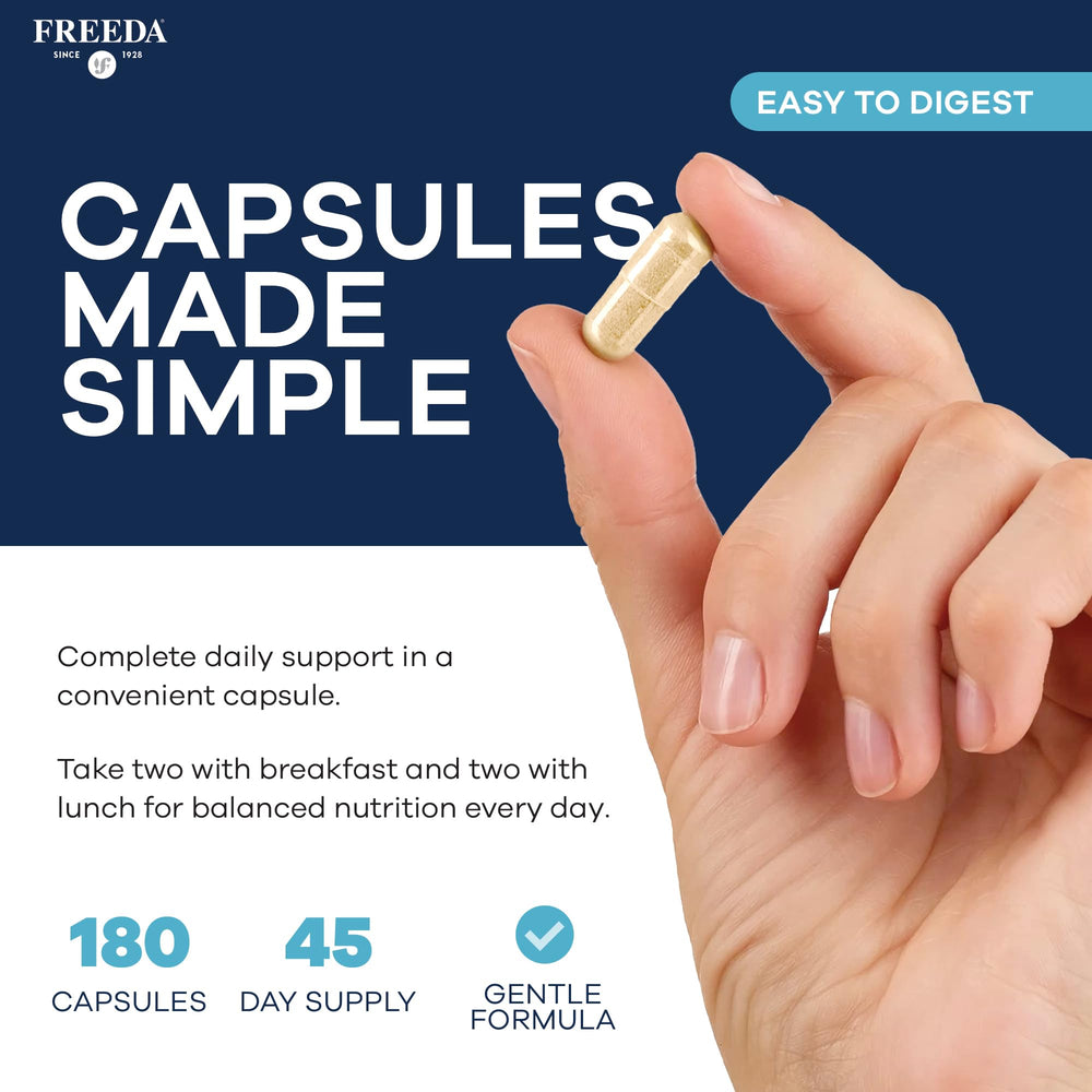 FREEDA SCD Multivitamin kosher seal signaling quality and dietary compliance.