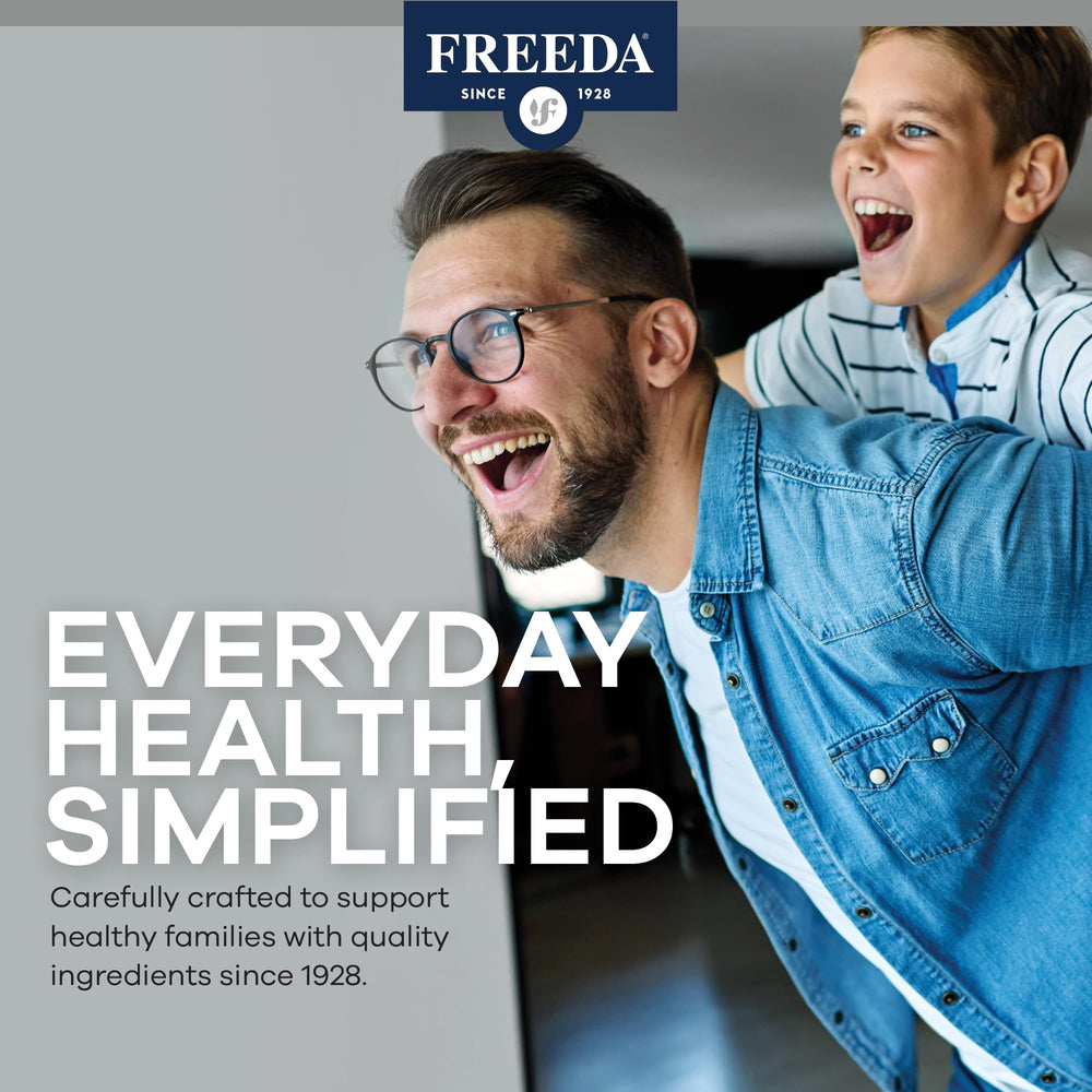 FREEDA SCD Multivitamin made in USA label underscoring manufacturing standards.