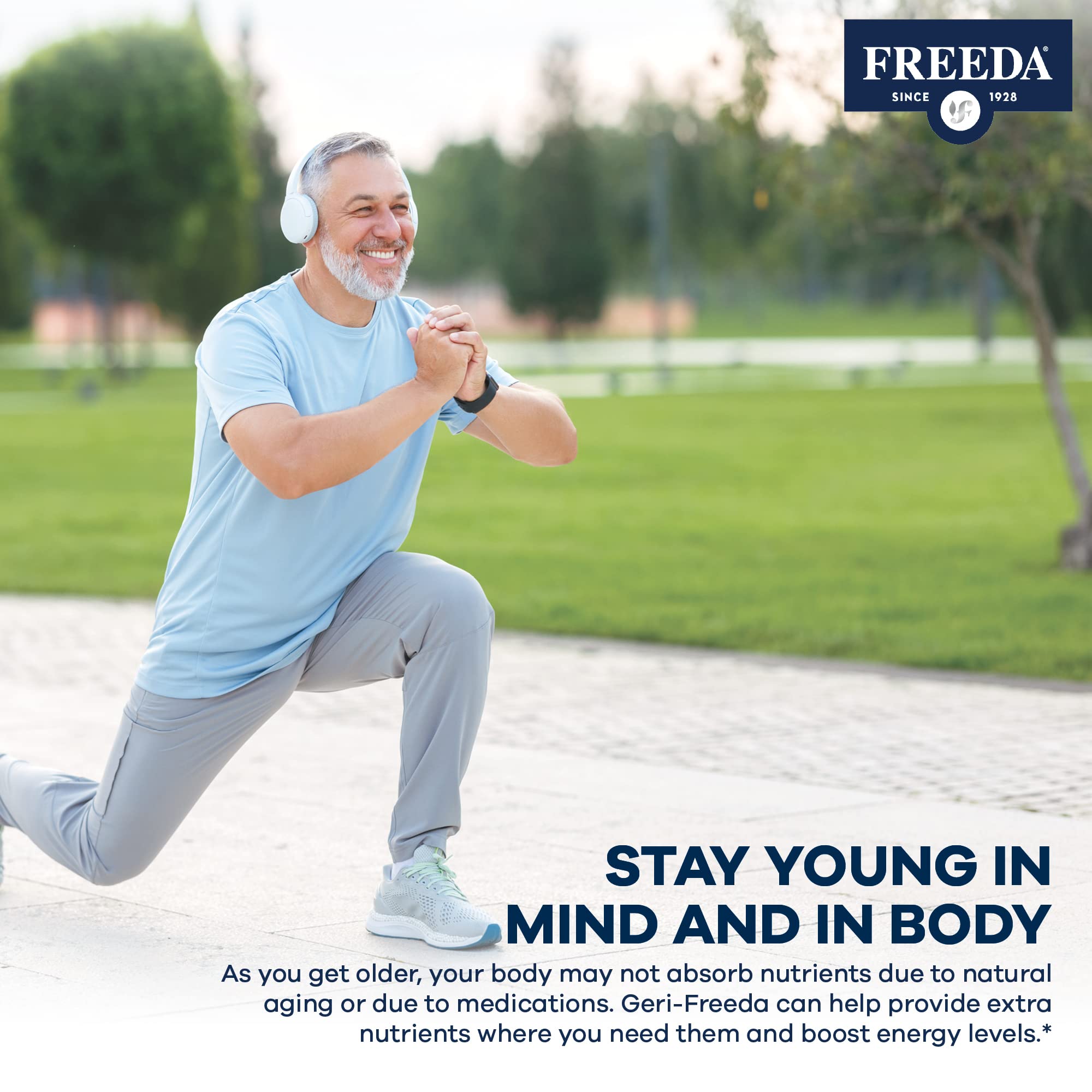 Freeda Senior Multivitamin made in USA label on bottle ensures quality.