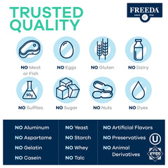 Freeda packaging box with kosher certification seal and nutrition facts.