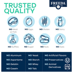 FREEDA USA-made timed-release vitamin C 1000mg bottle signaling quality manufacturing