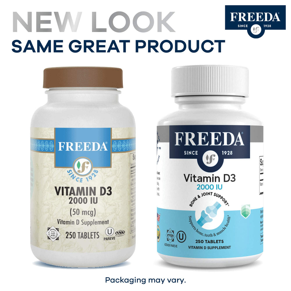 Freeda Vitamin D3 3000 IU made in USA facility reflecting quality standards.