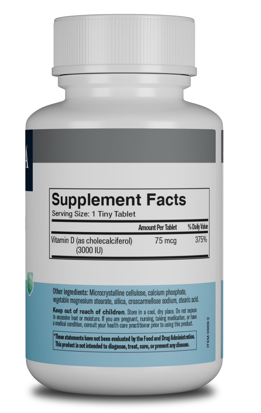 Freeda Vitamin D3 3000 IU tablets detail highlighting compact high-potency form for convenience.