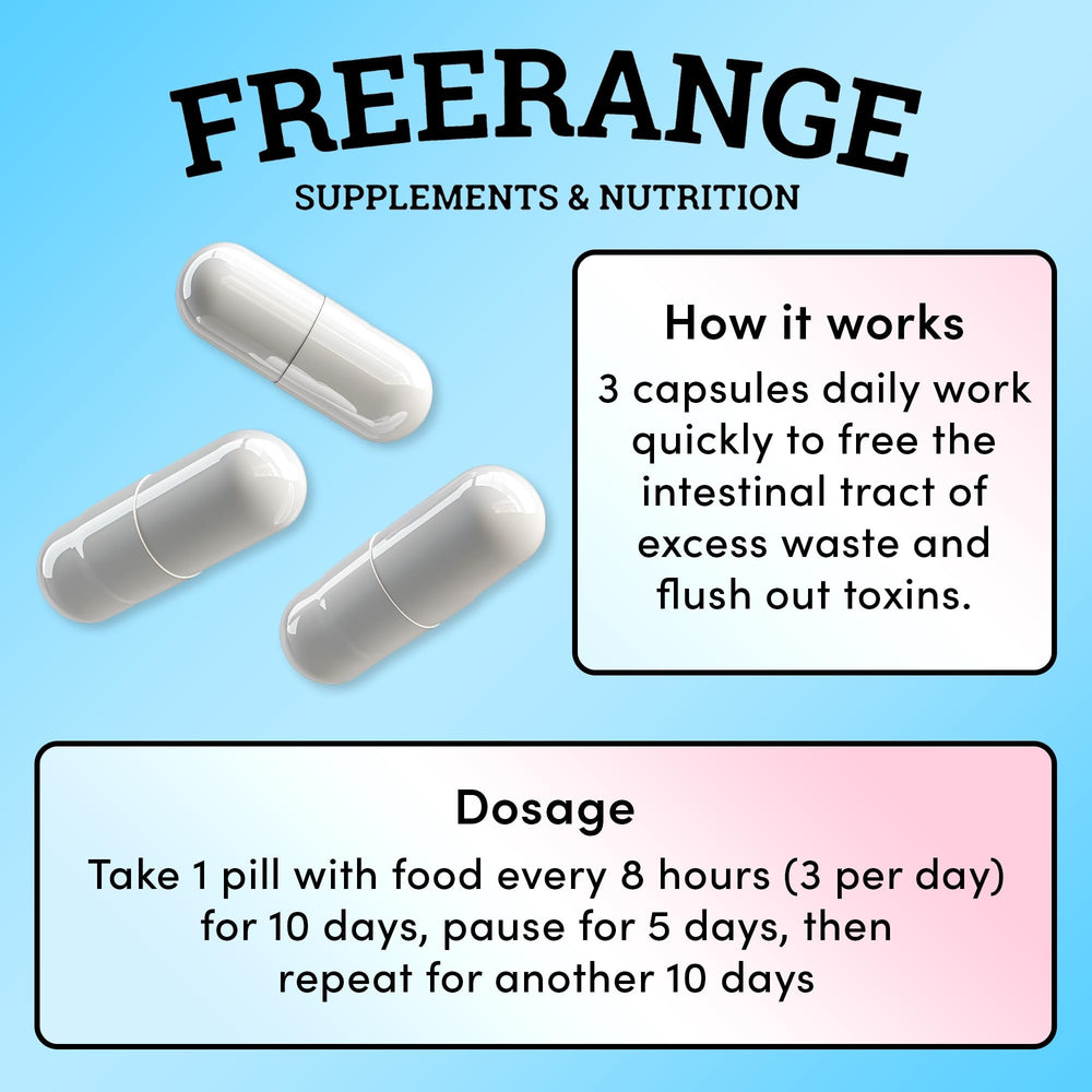 Freerange ParaPurge packaging and bottle in bright, clean design for vitality.