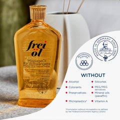 Frei öl Massage Oil applied on hips and thighs for comfortable stretching.