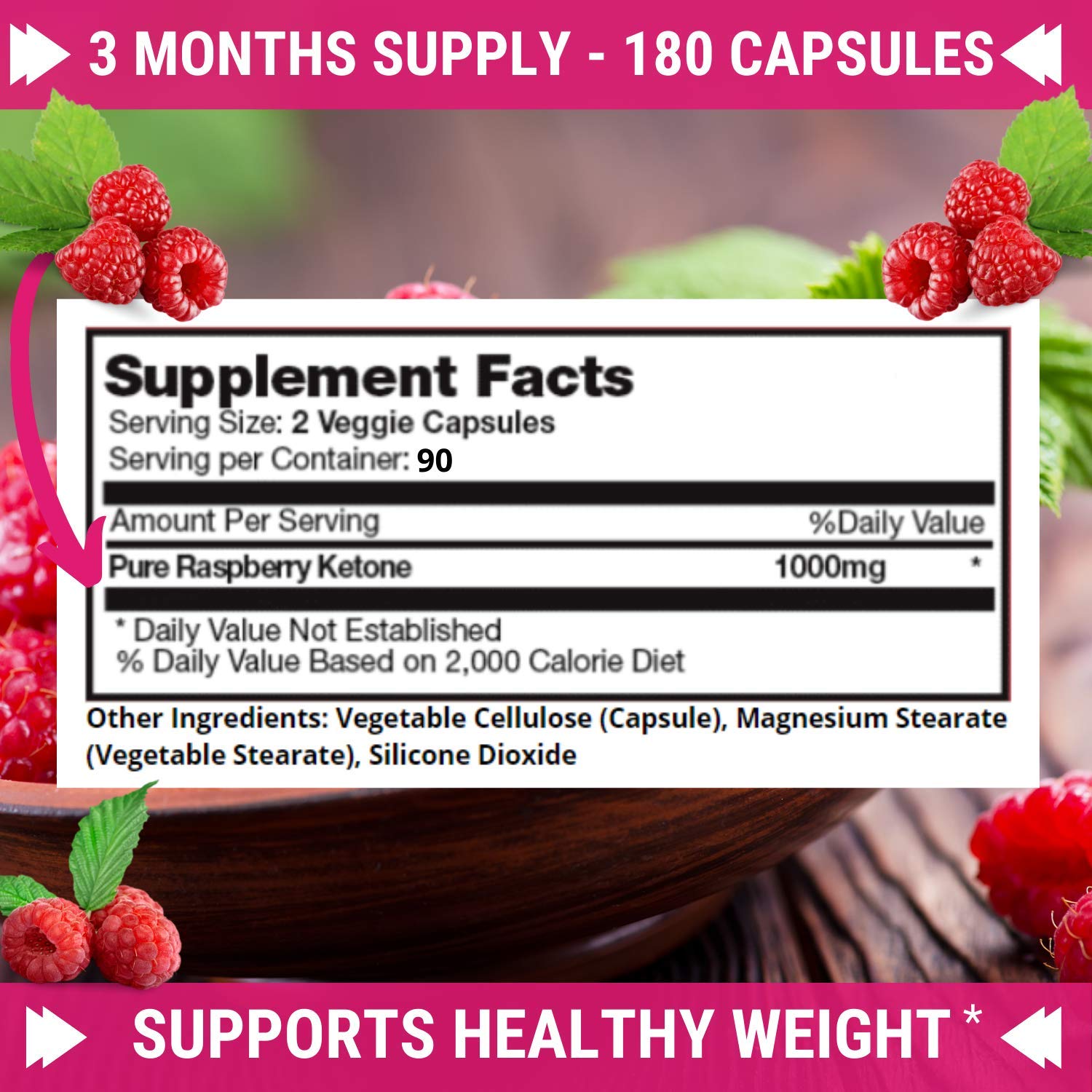 Box packaging of FRESH HEALTHCARE Raspberry Ketones with 3 month supply