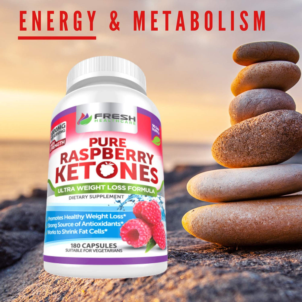 GMP facility mark on FRESH HEALTHCARE Raspberry Ketones packaging