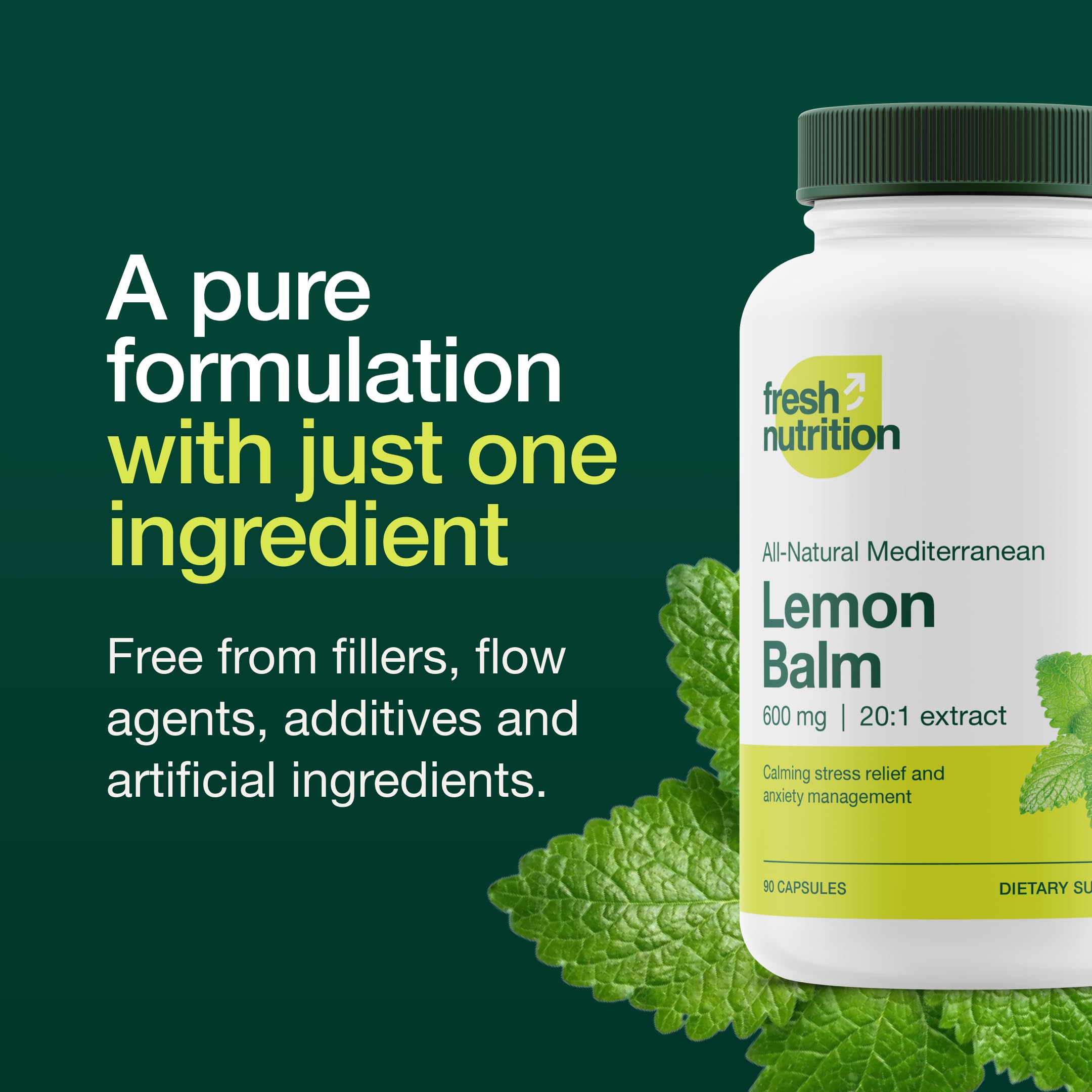 Lemon Balm Extract bottle label clearly showing potency