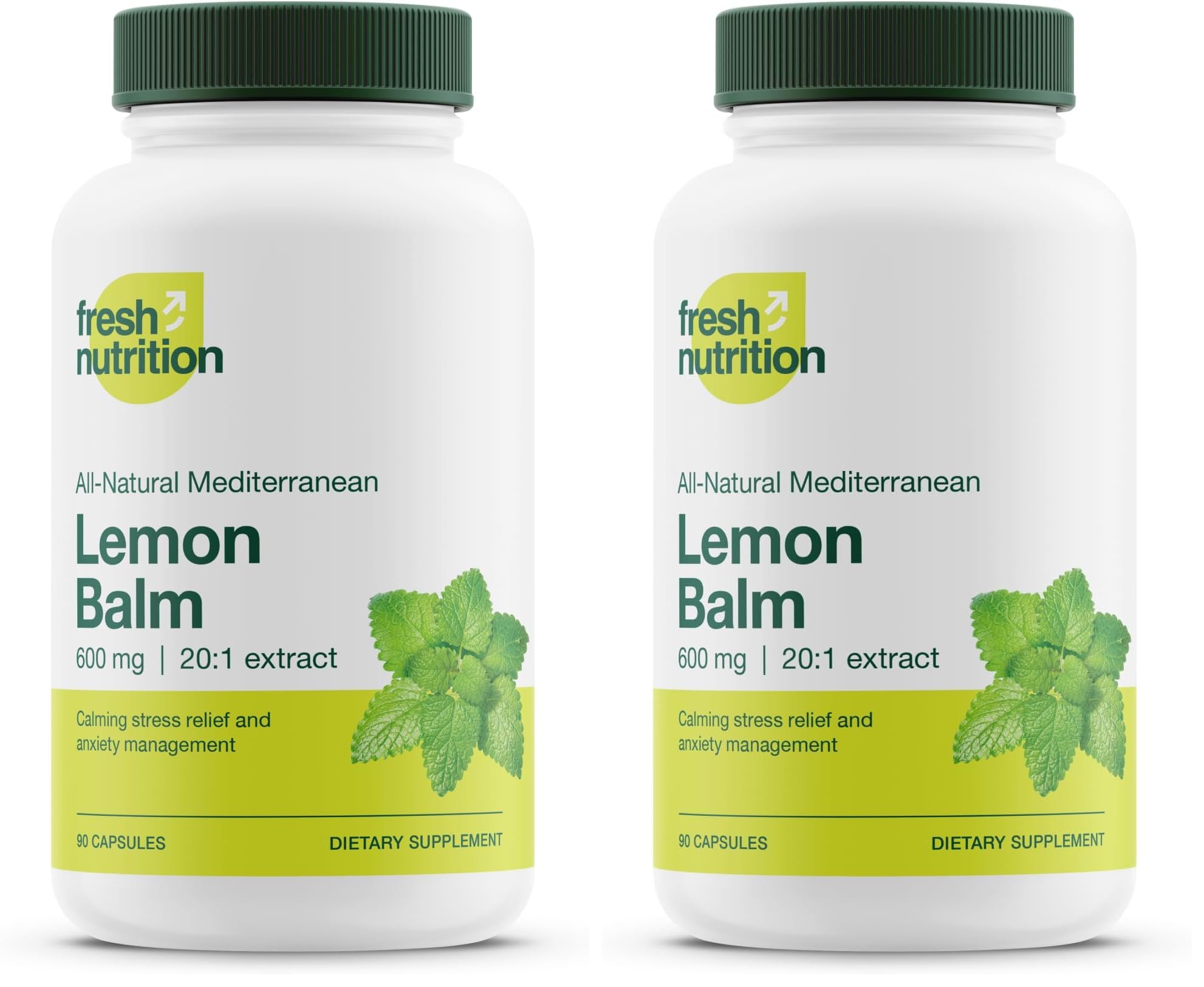 Fresh Nutrition Lemon Balm Extract capsules front view for daily use