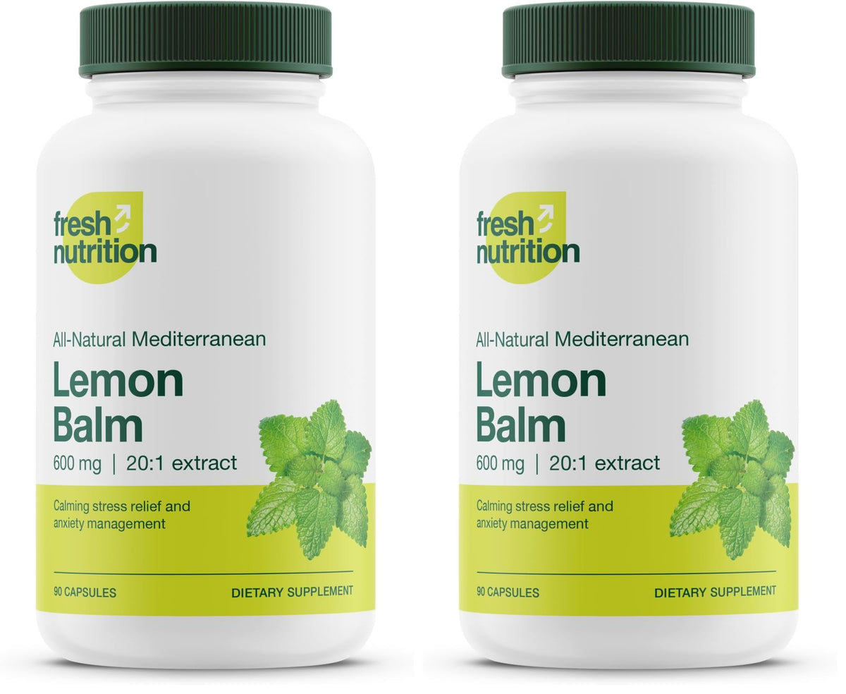Fresh Nutrition Lemon Balm Extract capsules front view for daily use