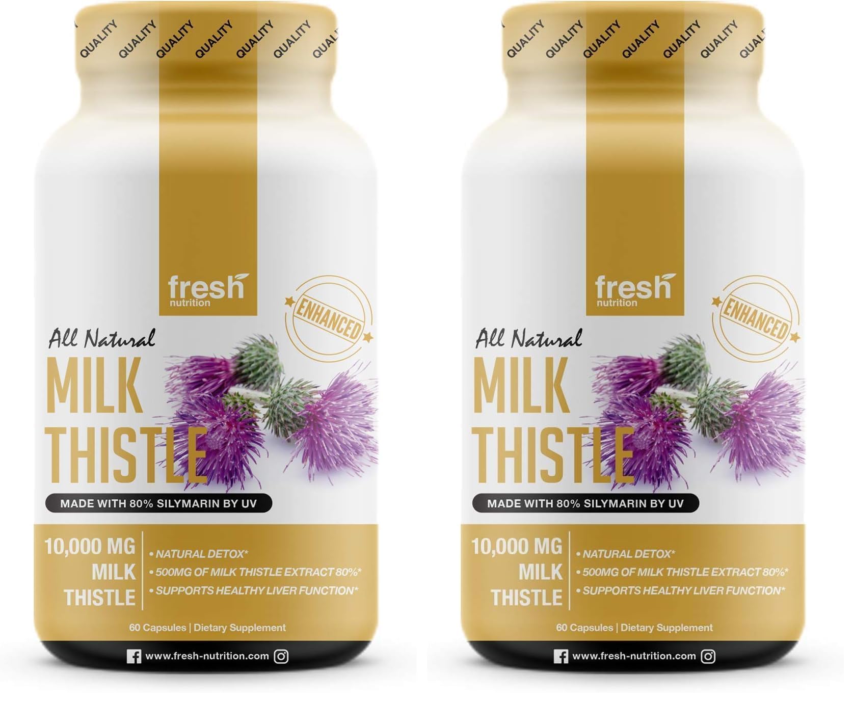 Fresh Nutrition Milk Thistle Capsules label front for easy recognition