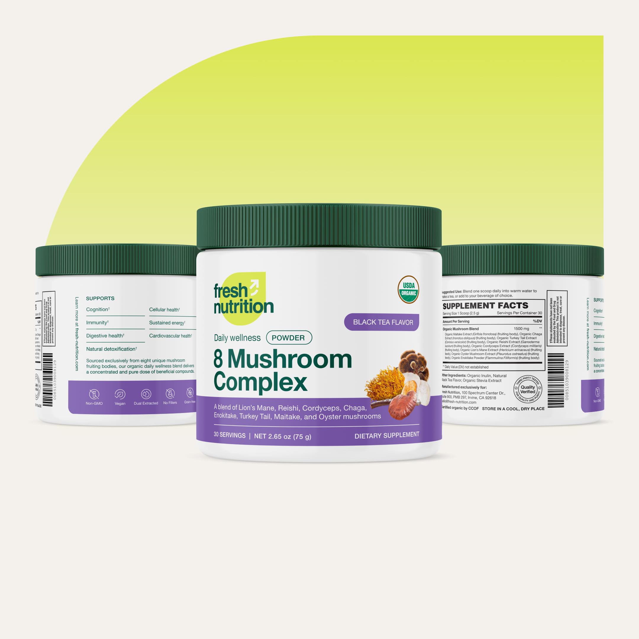 Fresh Nutrition Organic 8 Mushroom Complex Oyster Mushrooms - supports everyday vitality in meals.