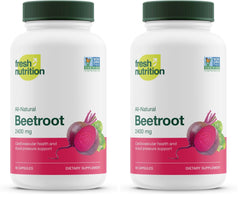 Fresh Nutrition beet root capsules bottle front for daily vegan wellness.