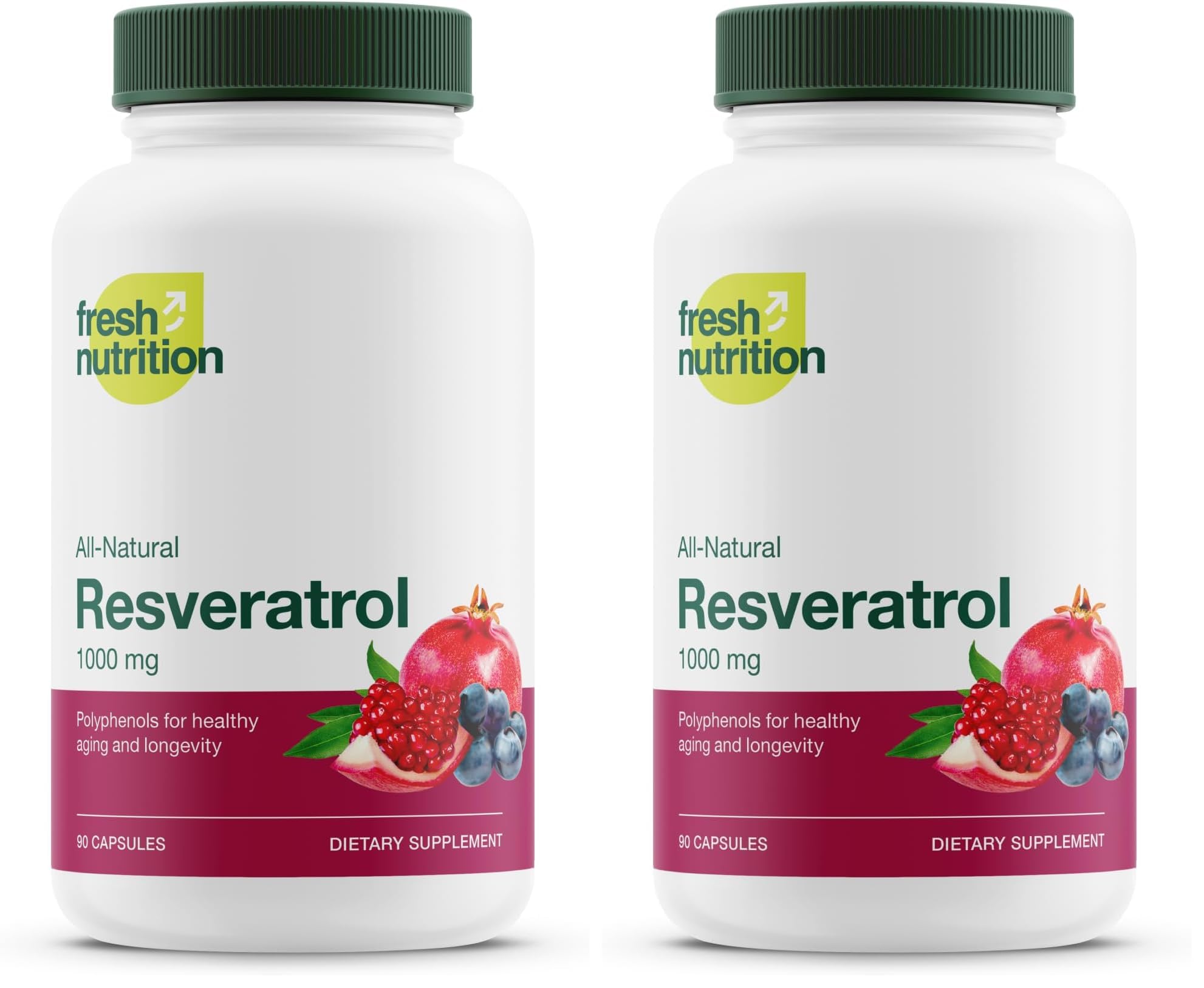 Fresh Nutrition Resveratrol bottle front showing extra strength antioxidant support