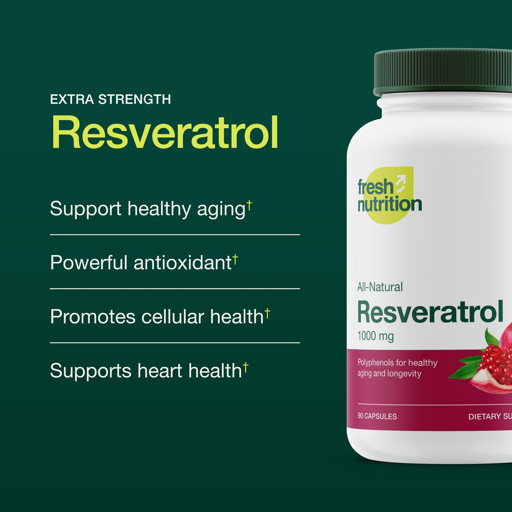 Fresh Nutrition Resveratrol capsules closeup for daily antioxidant routine