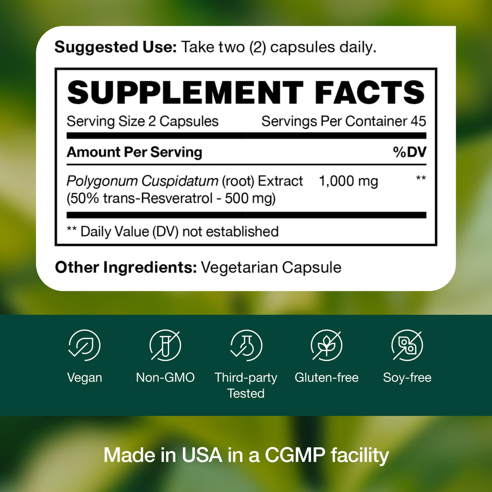 Fresh Nutrition Resveratrol capsules in hand for easy daily use
