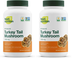 Fresh Nutrition turkey tail bottle with pour for easy daily dosing and benefits
