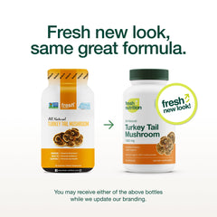 Fresh Nutrition turkey tail capsules close-up, vegan daily supplement