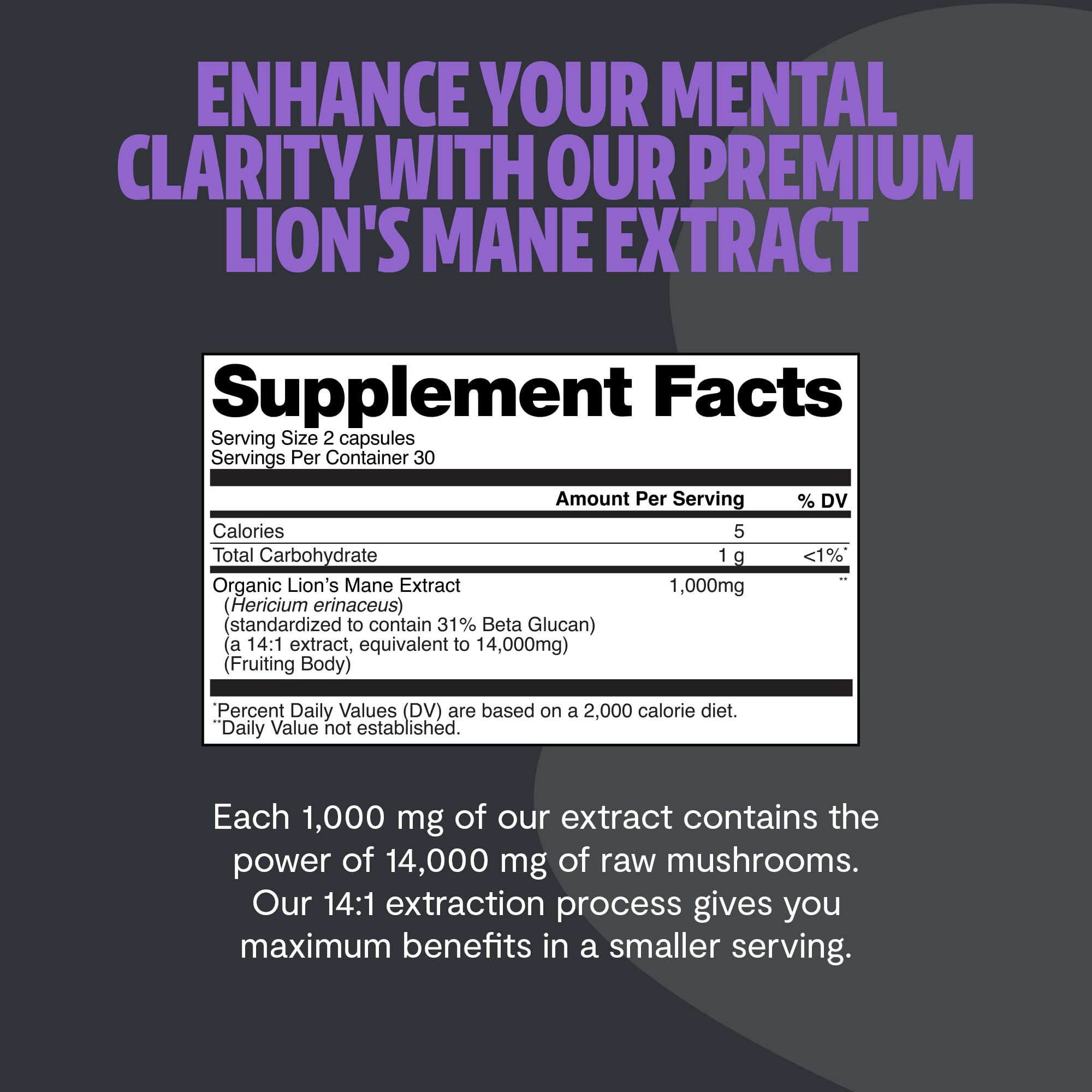 Ingredients label on FreshCap Lions Mane showing fruiting body extract.