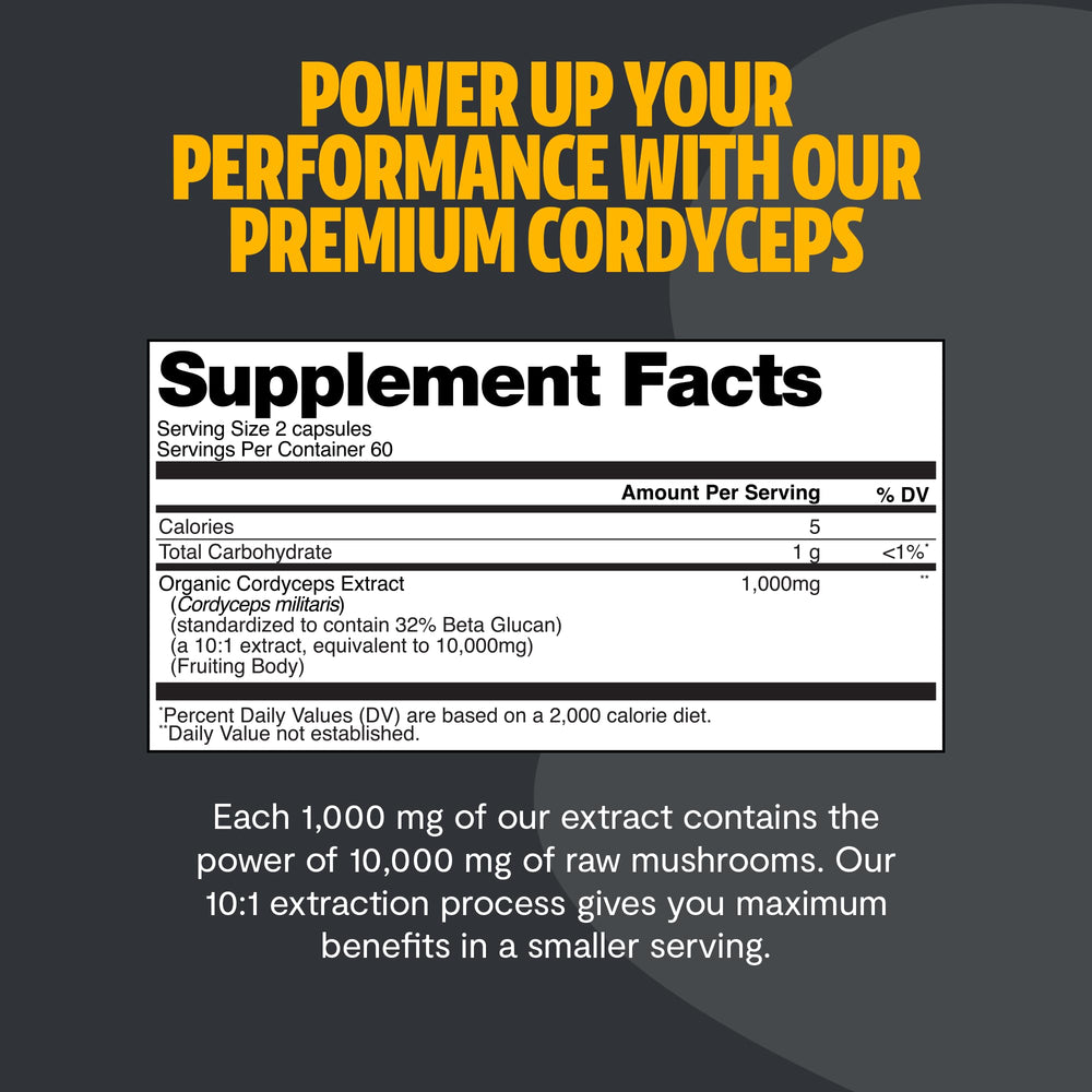 FreshCap Cordyceps capsules on counter for daily vitality