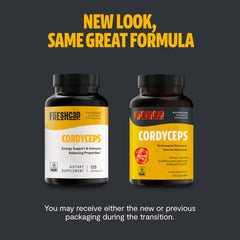 Cordyceps capsules poured into a spoon for daily energy with FreshCap