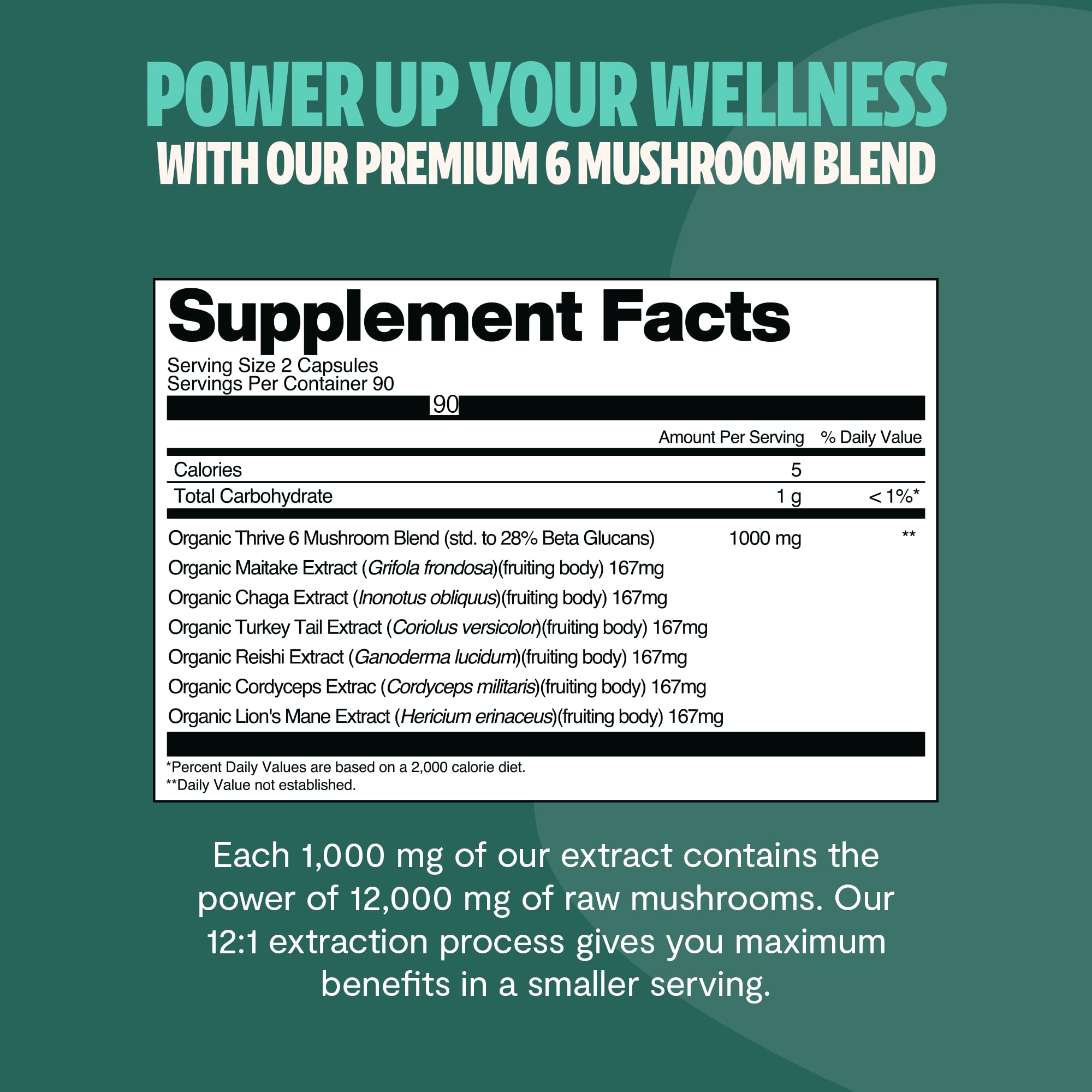 FreshCap Mushrooms Lion Mane extract illustration emphasizes brain support within the six-mushroom blend.