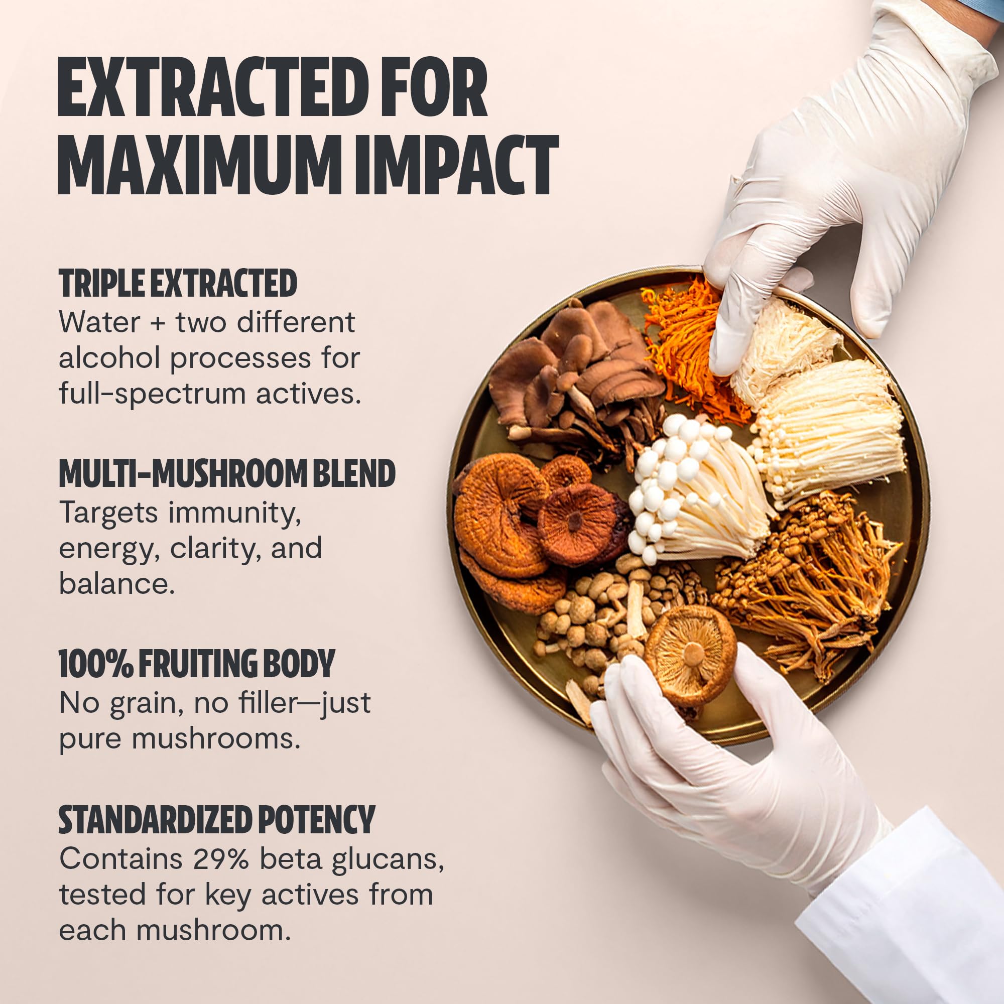 FreshCap Mushrooms serving-size image with two capsules for daily use.