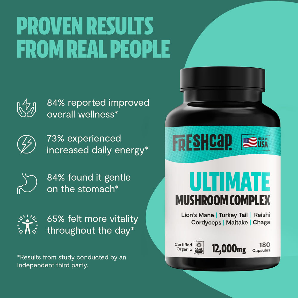 FreshCap Organic Certification seal signals clean, plant based nootropics with no fillers.