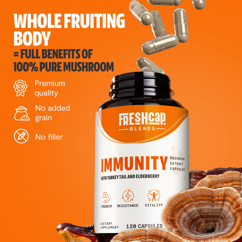FreshCap organic certification and non-GMO label emphasize clean, trustworthy ingredients.