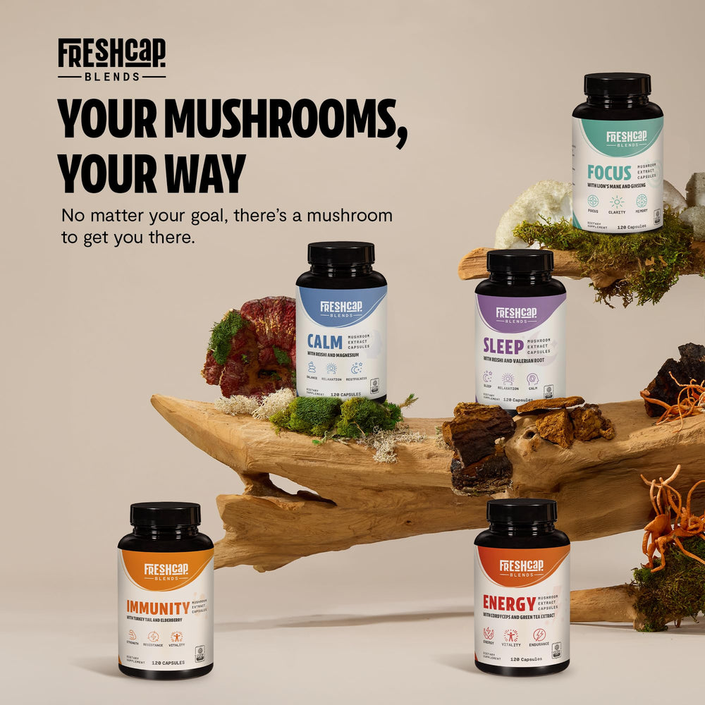 FreshCap dosage card visible with serving size guidance for clarity.