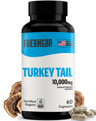 FreshCap Turkey Tail bottle with 60 capsules for daily immune support.