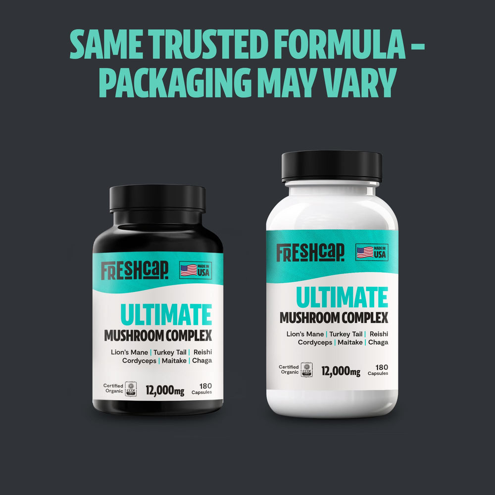 Closeup of FreshCap Ultimate capsules highlighting convenient daily dosing.