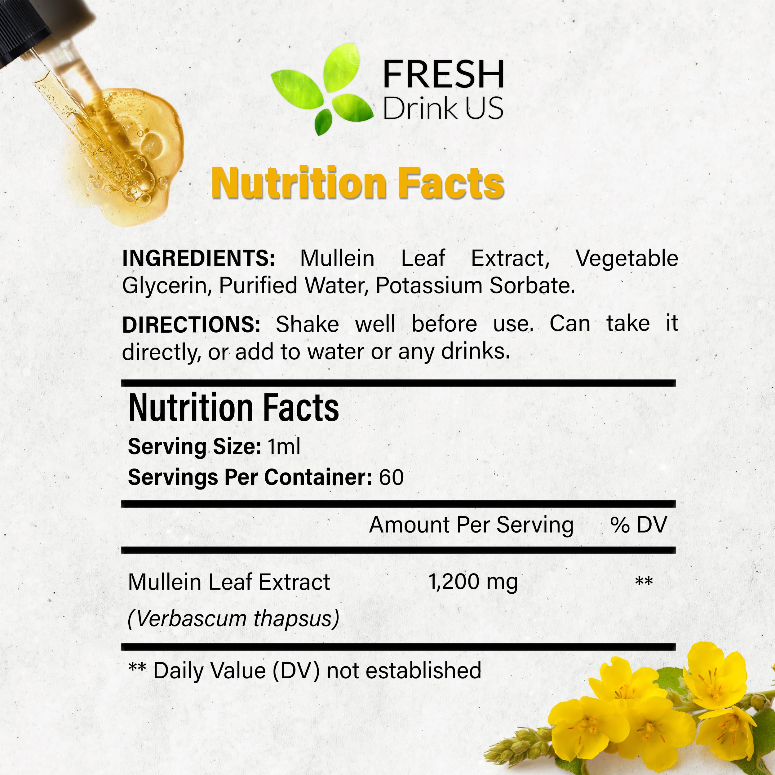 FRESHDRINKUS Mullein Liquid dropper ready for quick use