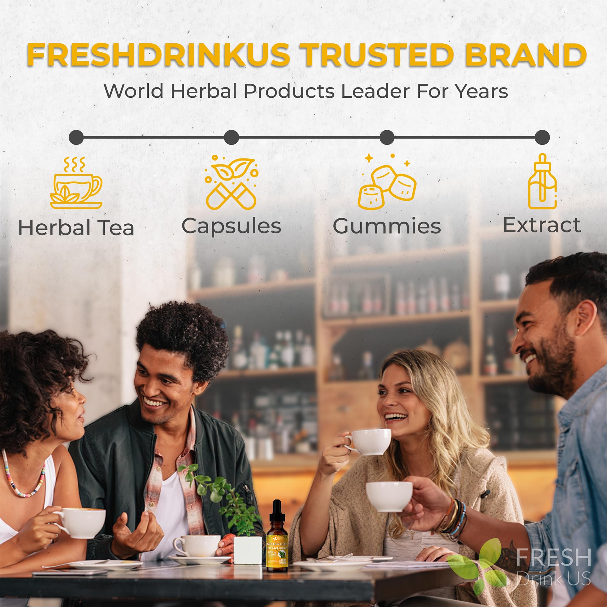 FRESHDRINKUS Mullein Liquid gluten-free and non-GMO packaging
