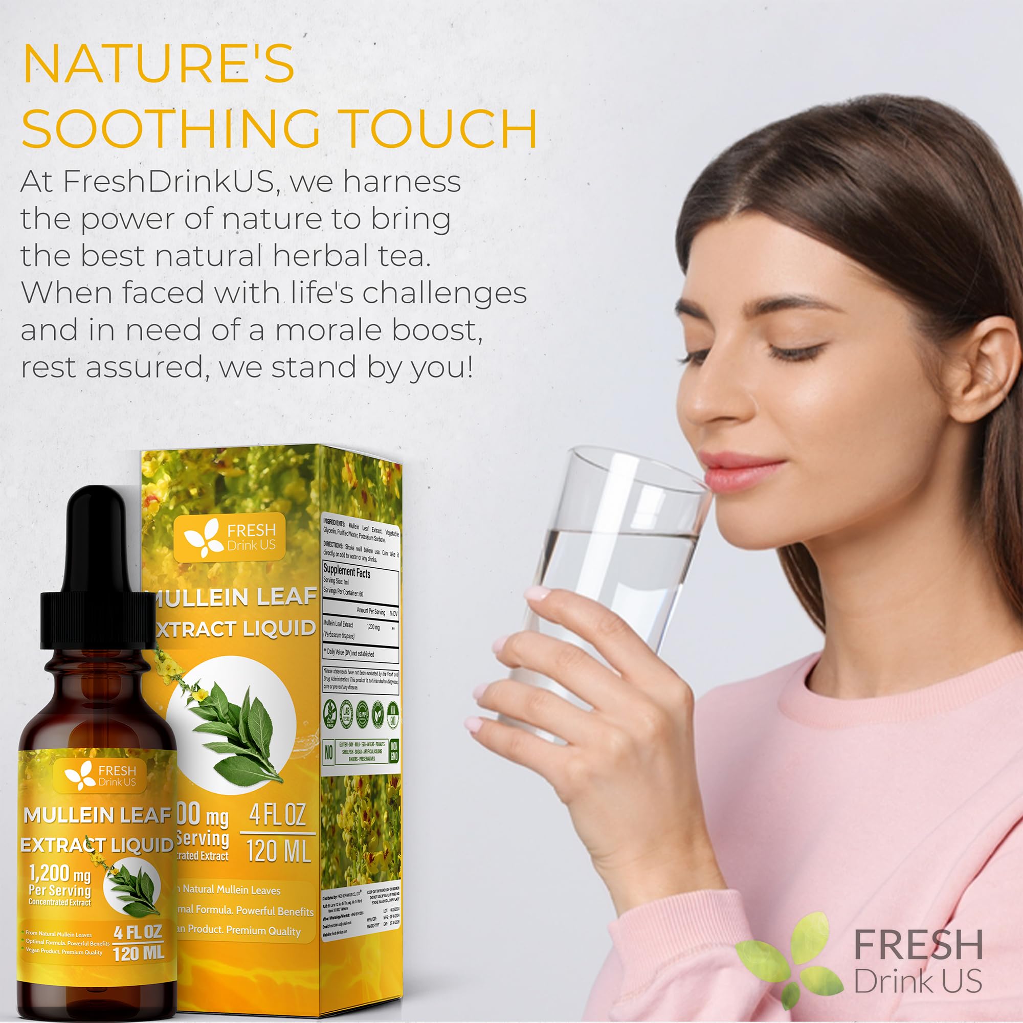 FRESHDRINKUS Mullein Liquid travel-friendly bottle on the go