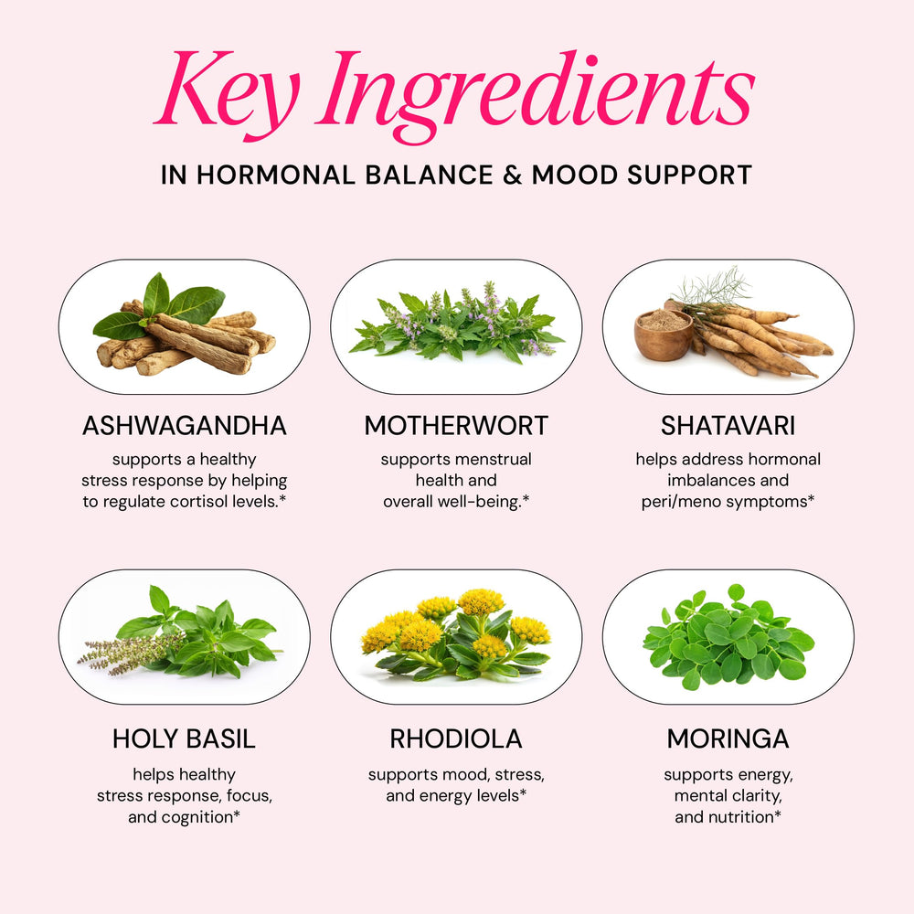 Freshly Moms Ayurvedic Hormone Balance USA made badge signals domestic production