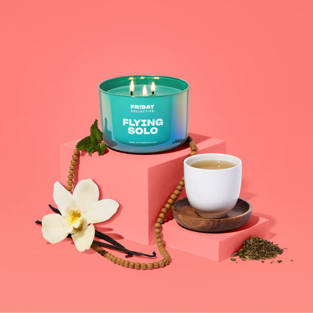 Friday Collective Flying Solo Candle wick glows evenly, delivering steady scent throughout.