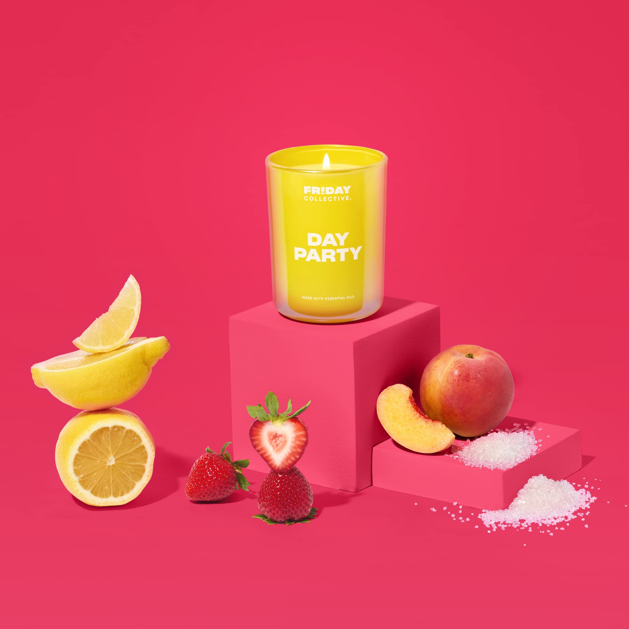 Friday Collective Sunset Disco candles in a bright jar, ideal for evening ambience and vibes.