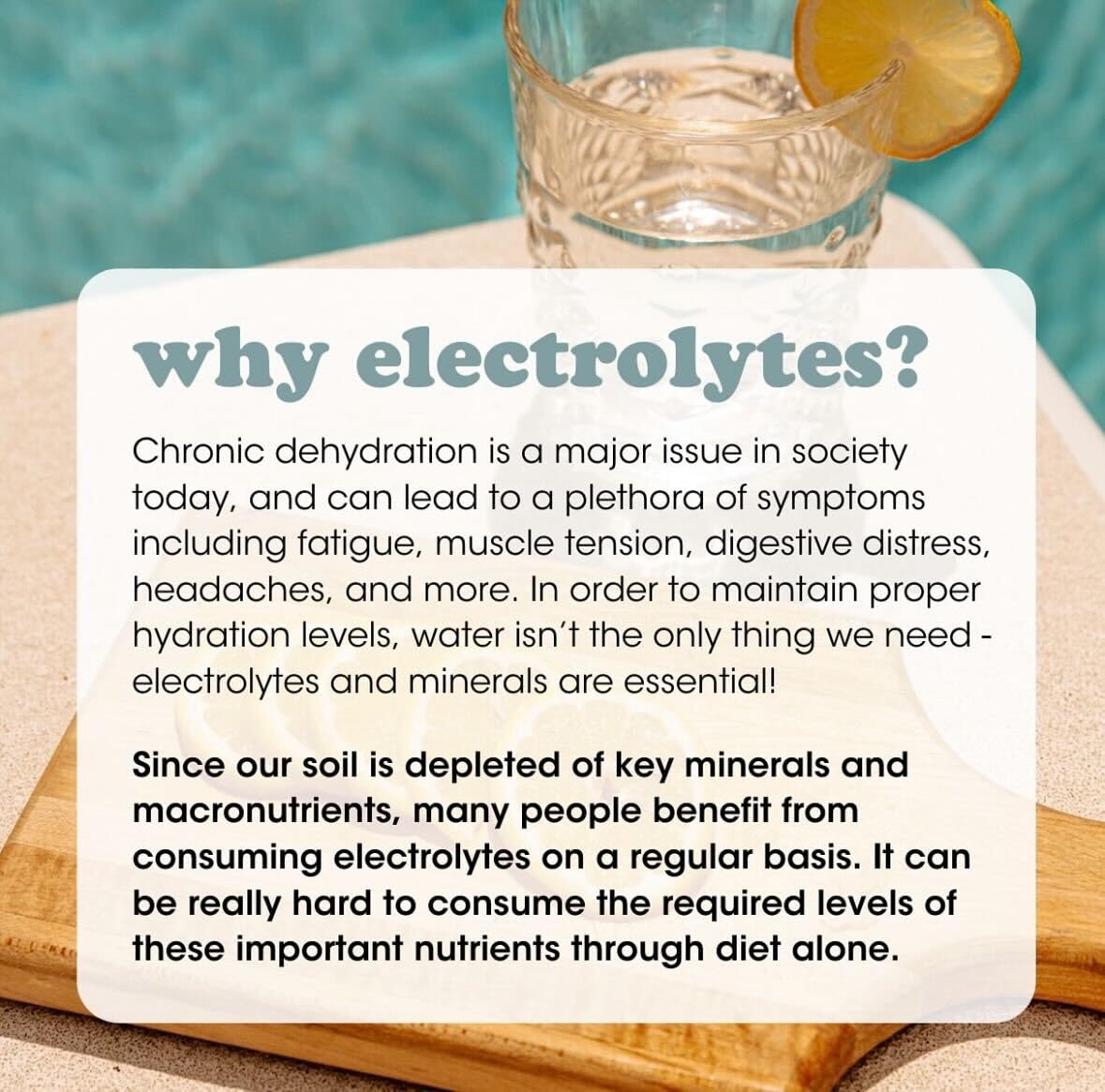 Fringe Electrolyte and Mineral Mix poured into a glass of water for hydration.