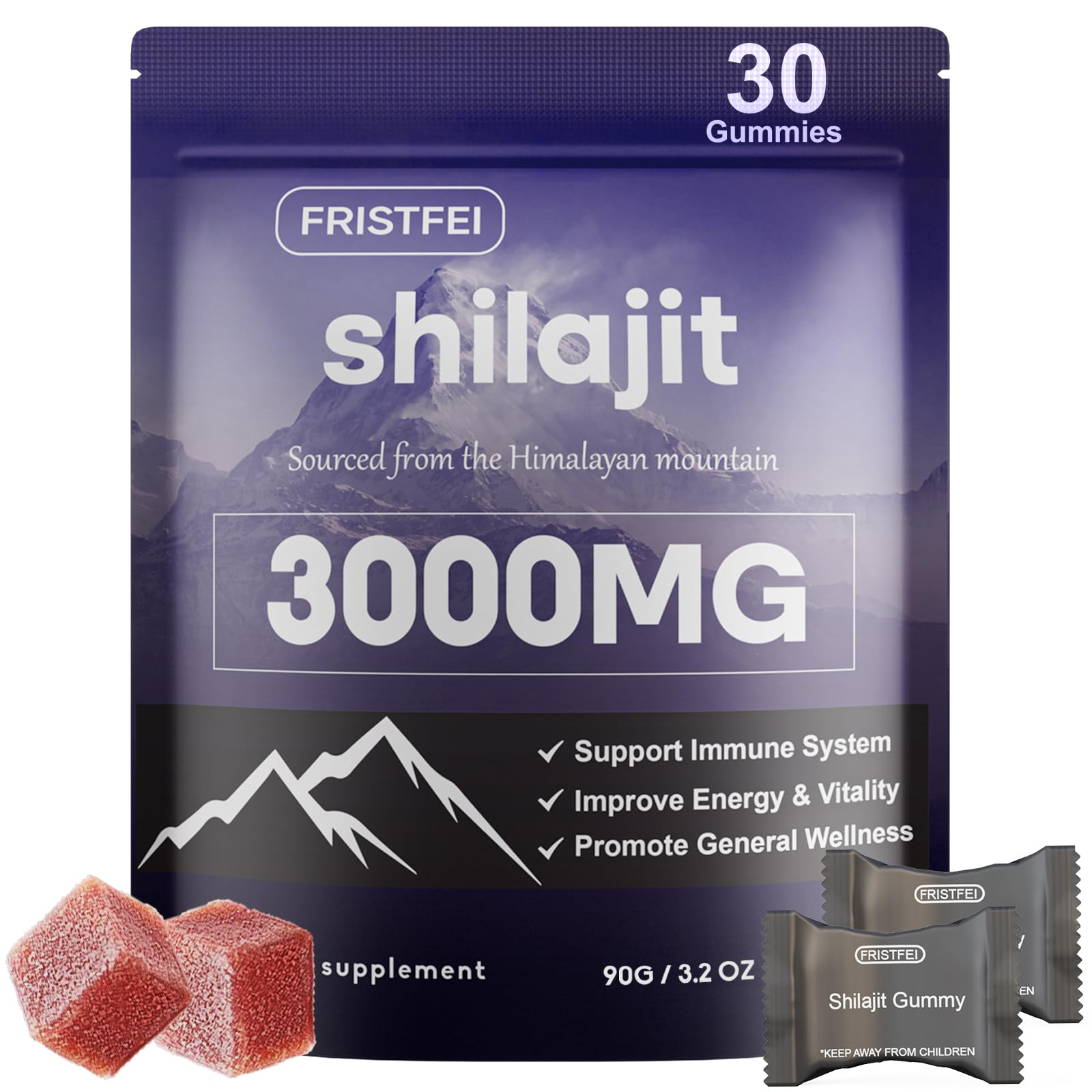 Fristfei Pure Himalayan Shilajit Gummies – 30 Count, 85+ Minerals, 100 ...