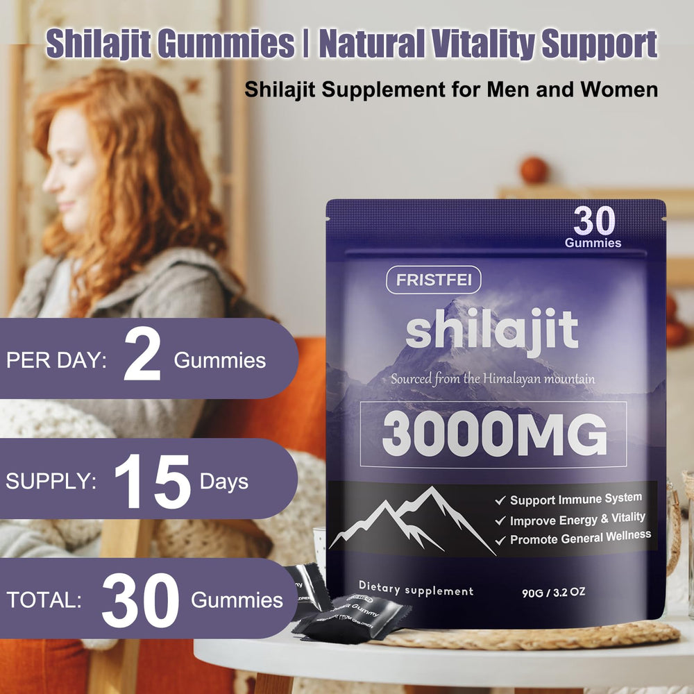 Fristfei Pure Himalayan Shilajit Gummies – 30 Count, 85+ Minerals, 100 ...