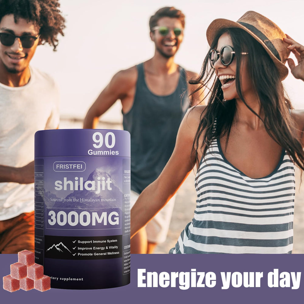 Fristfei Shilajit Gummies shelf-life label communicates freshness and quality assurance.