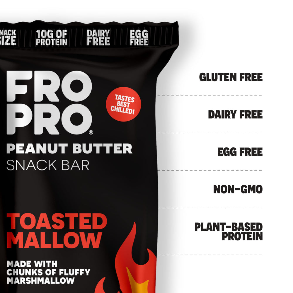 FRO PRO Toasted Mallow bar pack, travel-friendly protein snack.