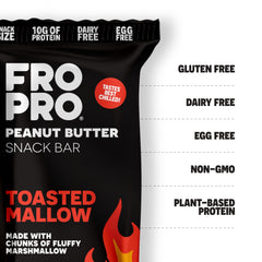 FRO PRO Toasted Mallow bar pack, travel-friendly protein snack.