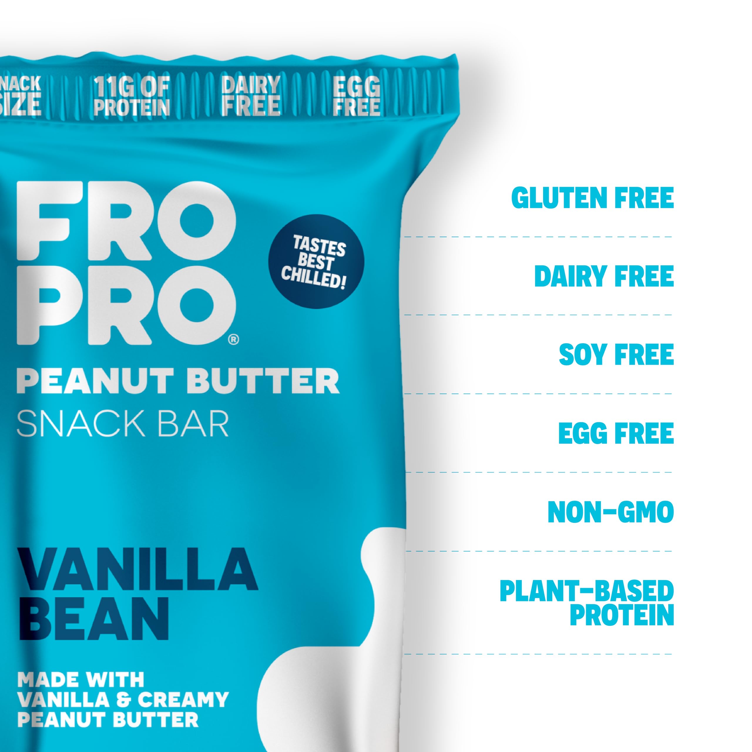 Fro Pro vanilla bars close-up ingredients highlight natural, simple ingredients.