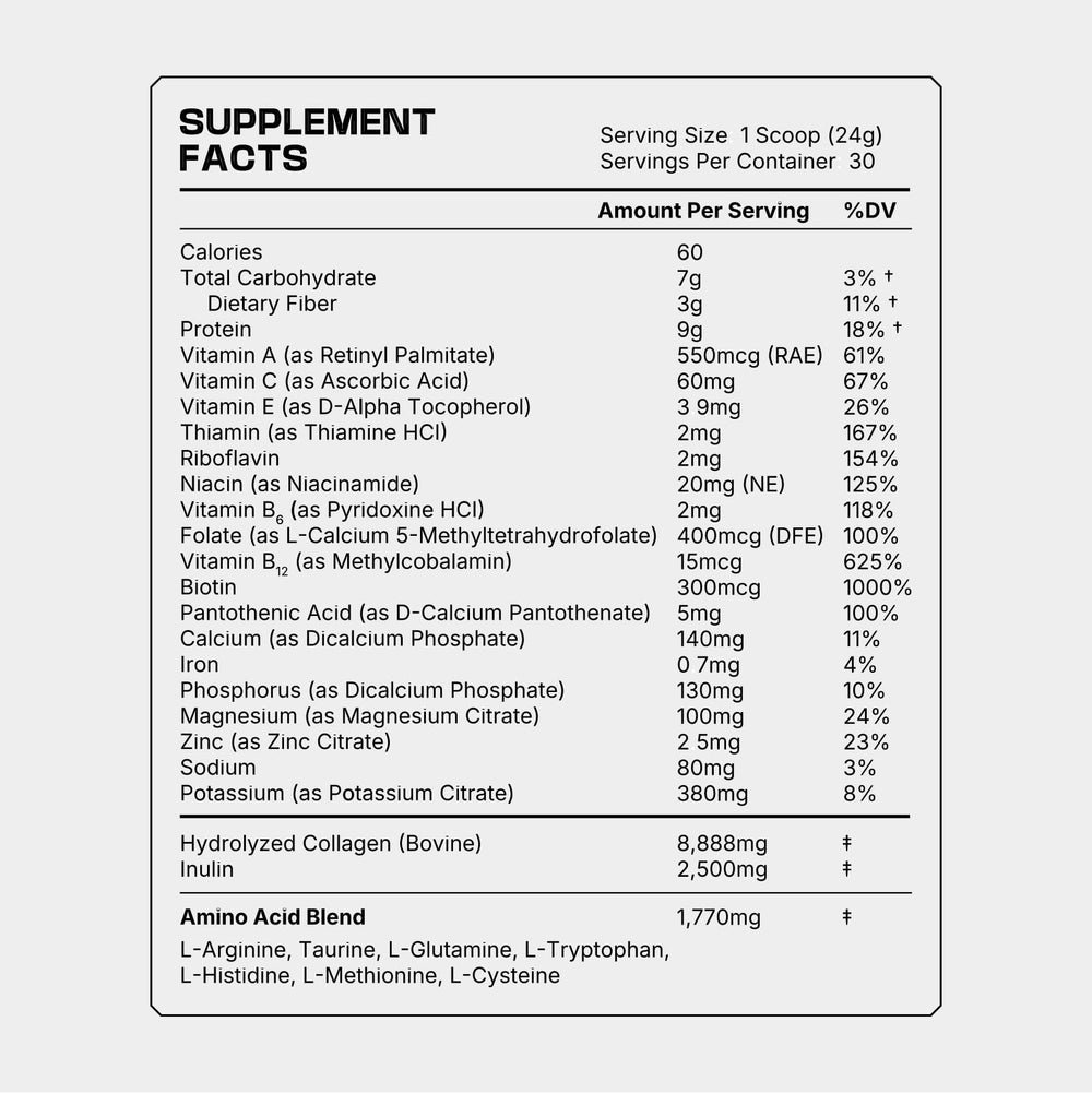 Frog Fuel Performance Greens probiotics ingredients label highlighting gut-friendly blend