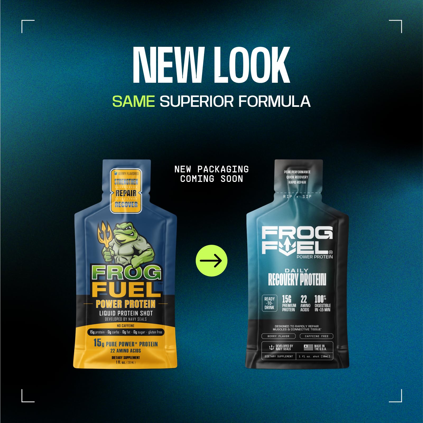 Retail display of Frog Fuel Power Shot Berry boxes on shelf