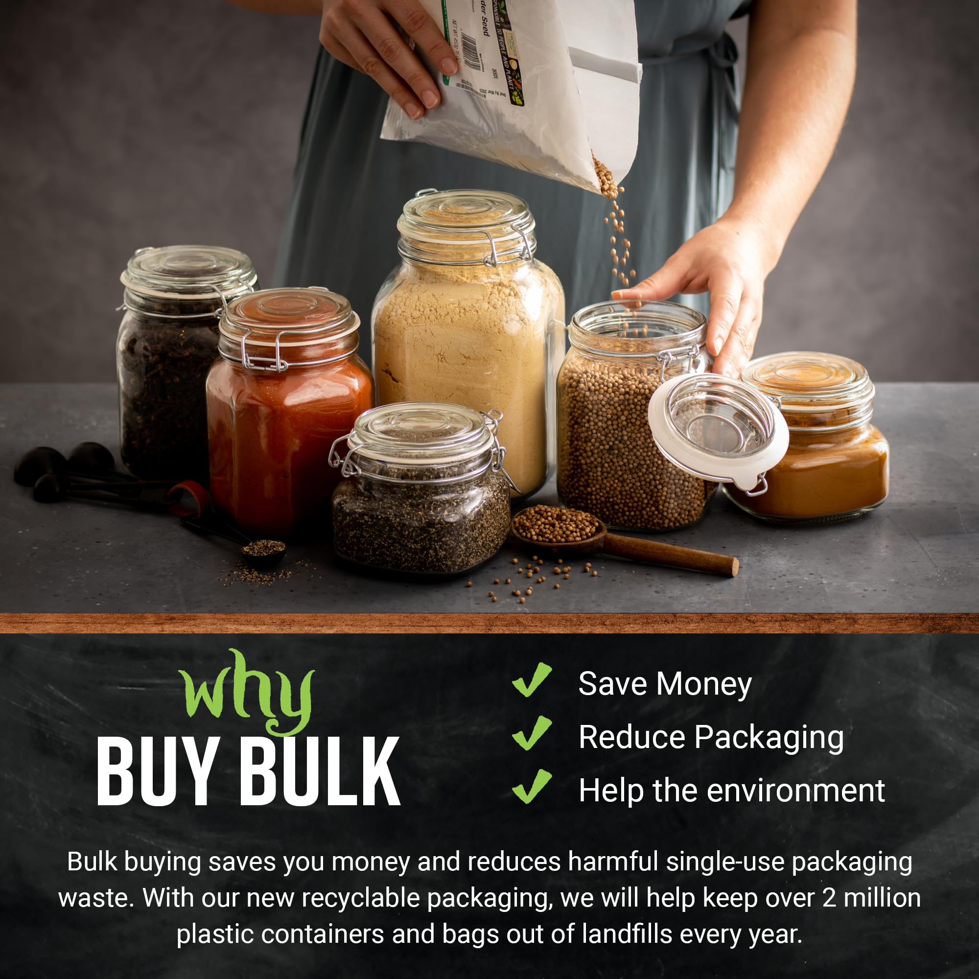 Frontier Bulk Packaging recyclable design helps reduce single-use waste.
